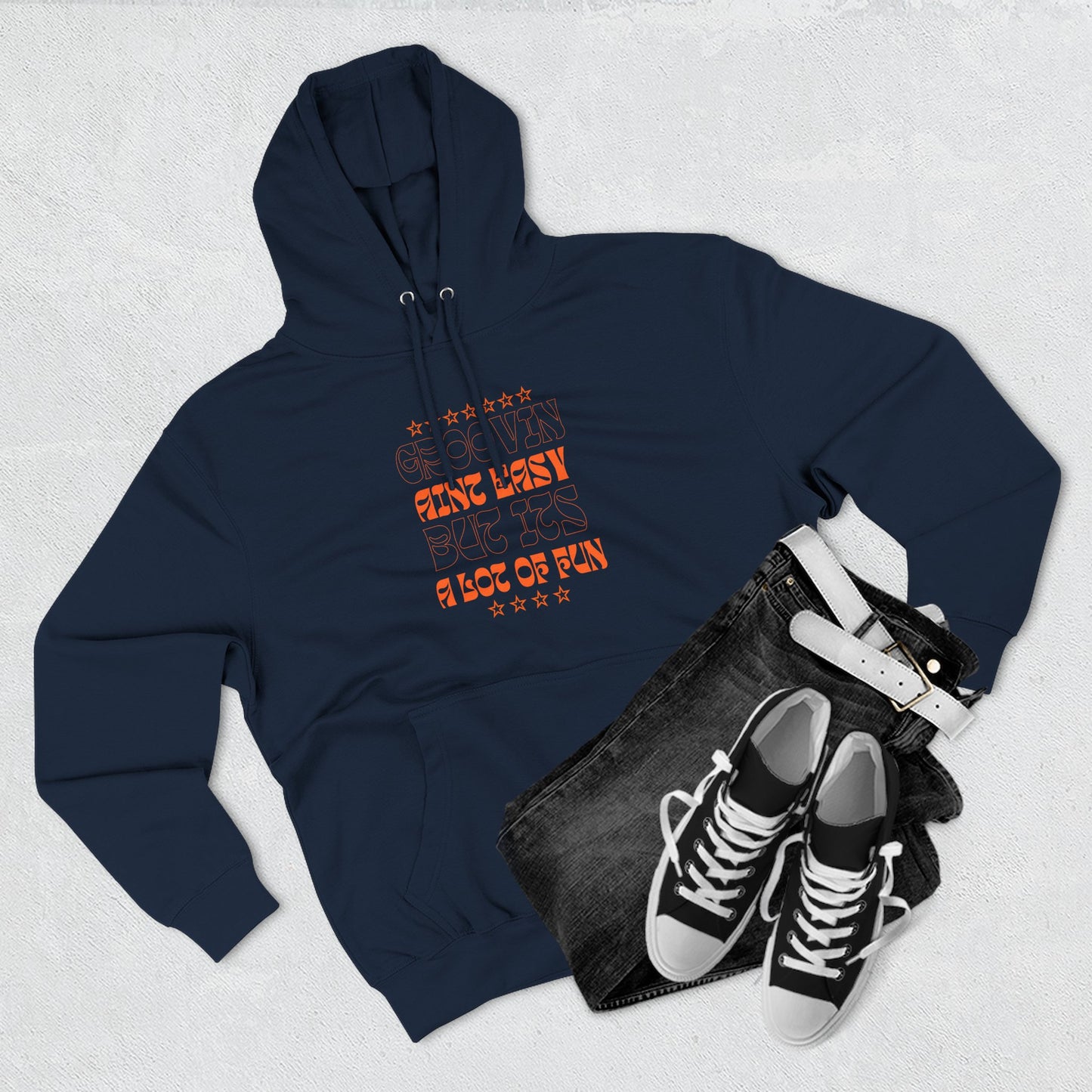 Hoodie - 'Gone Fishin' Text Graphic Cozy Fleece Pullover