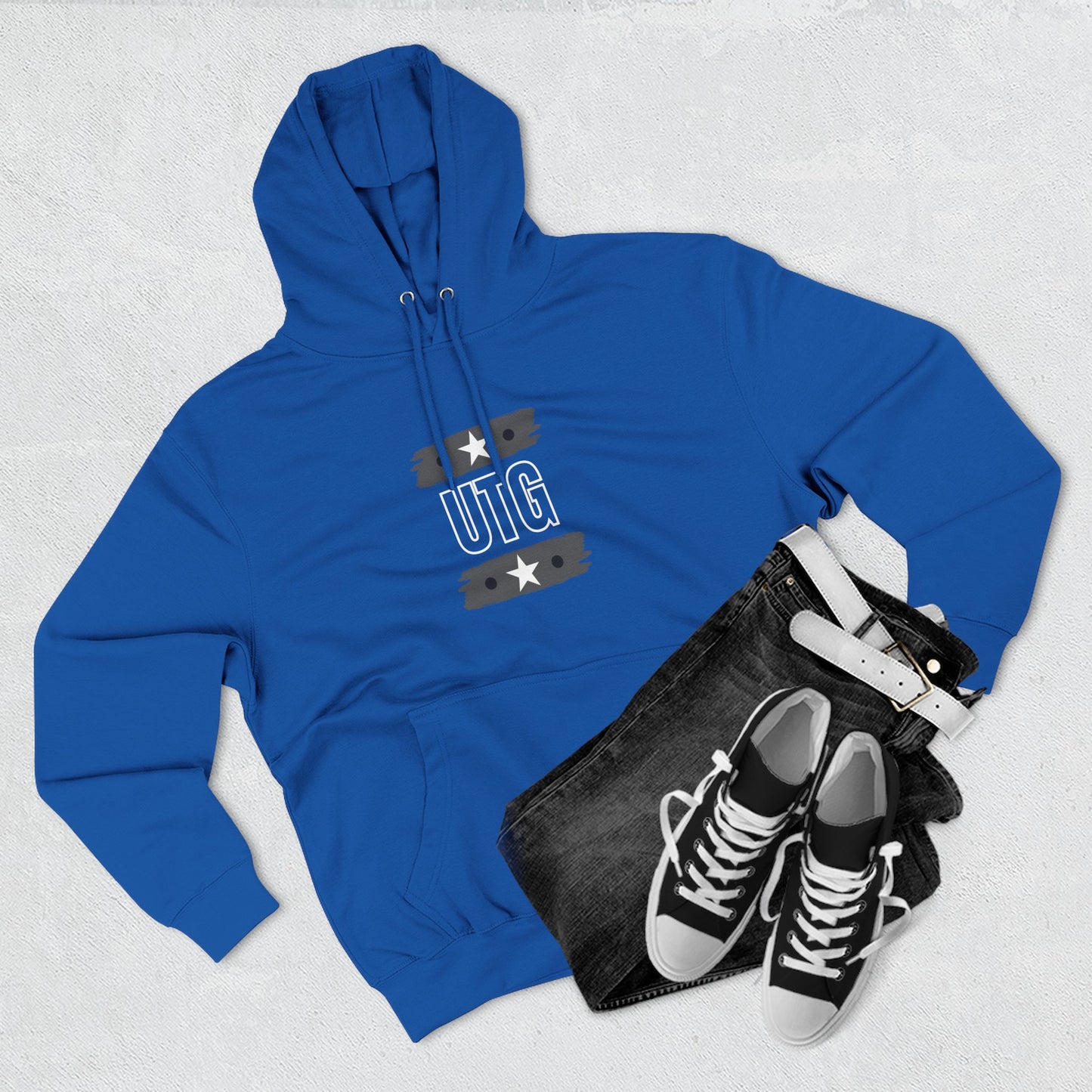 Copy of Heather Grey 'Roundel Star' Fleece Hoodie - Casual Unisex Pullover