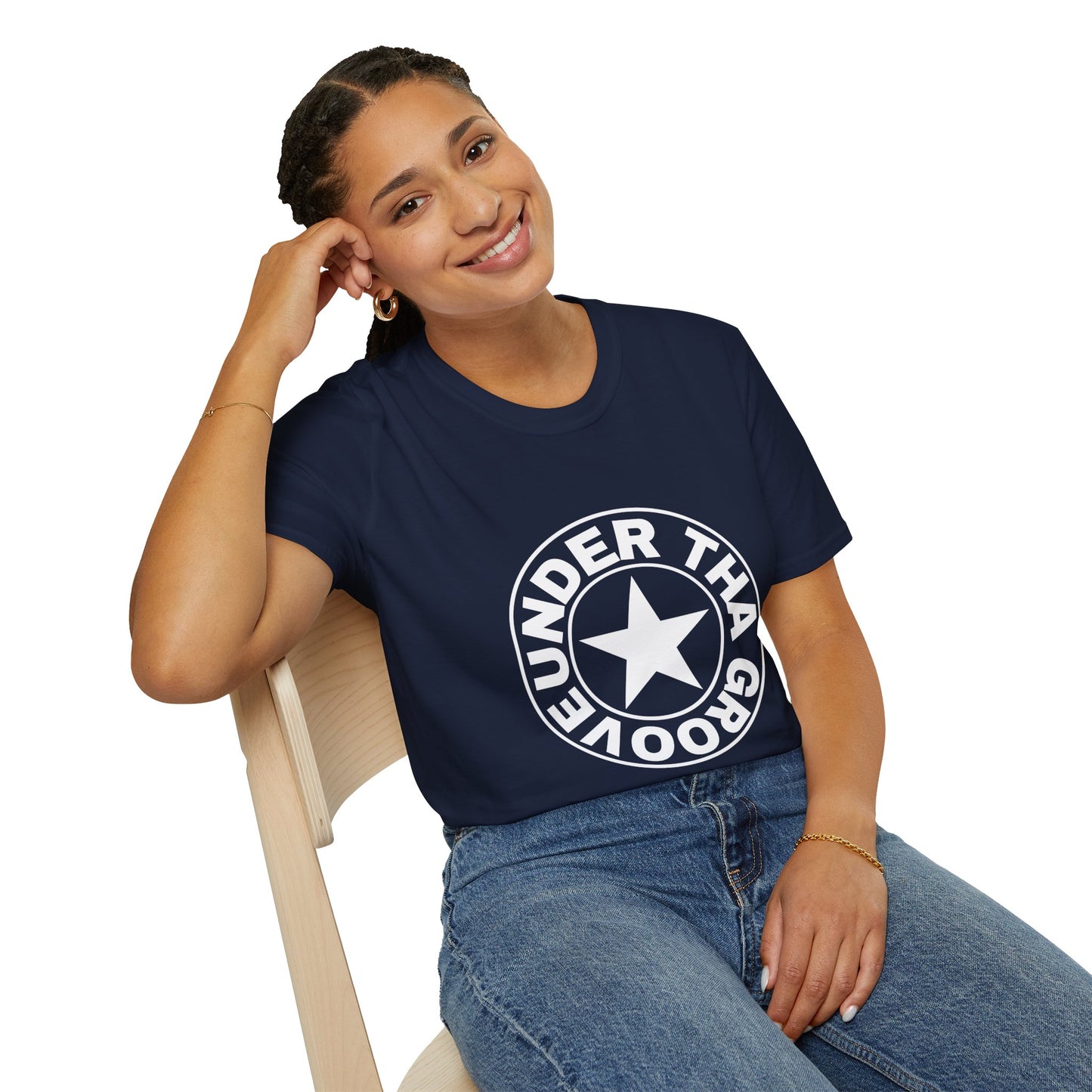 Groove Star T‑Shirt — "Under That Groove" Retro Circle Logo Tee