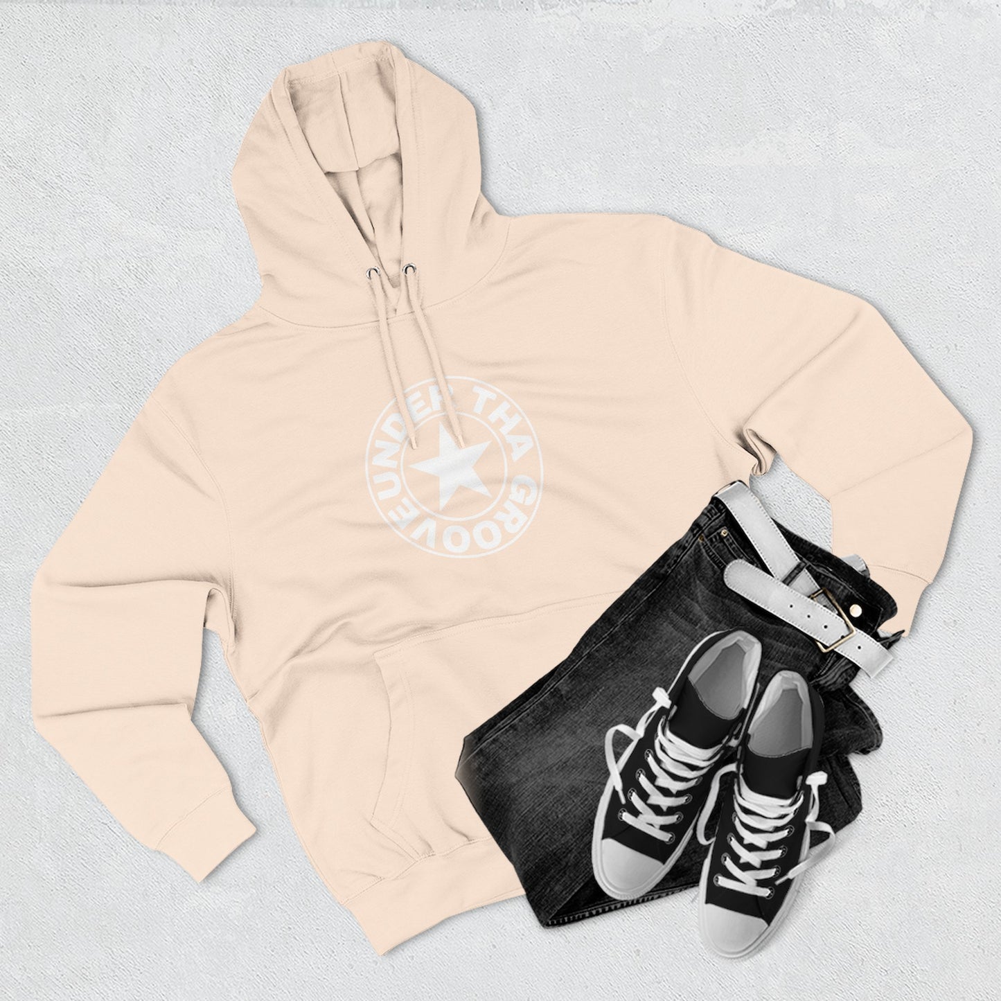 Heather Grey 'Roundel Star' Fleece Hoodie - Casual Unisex Pullover