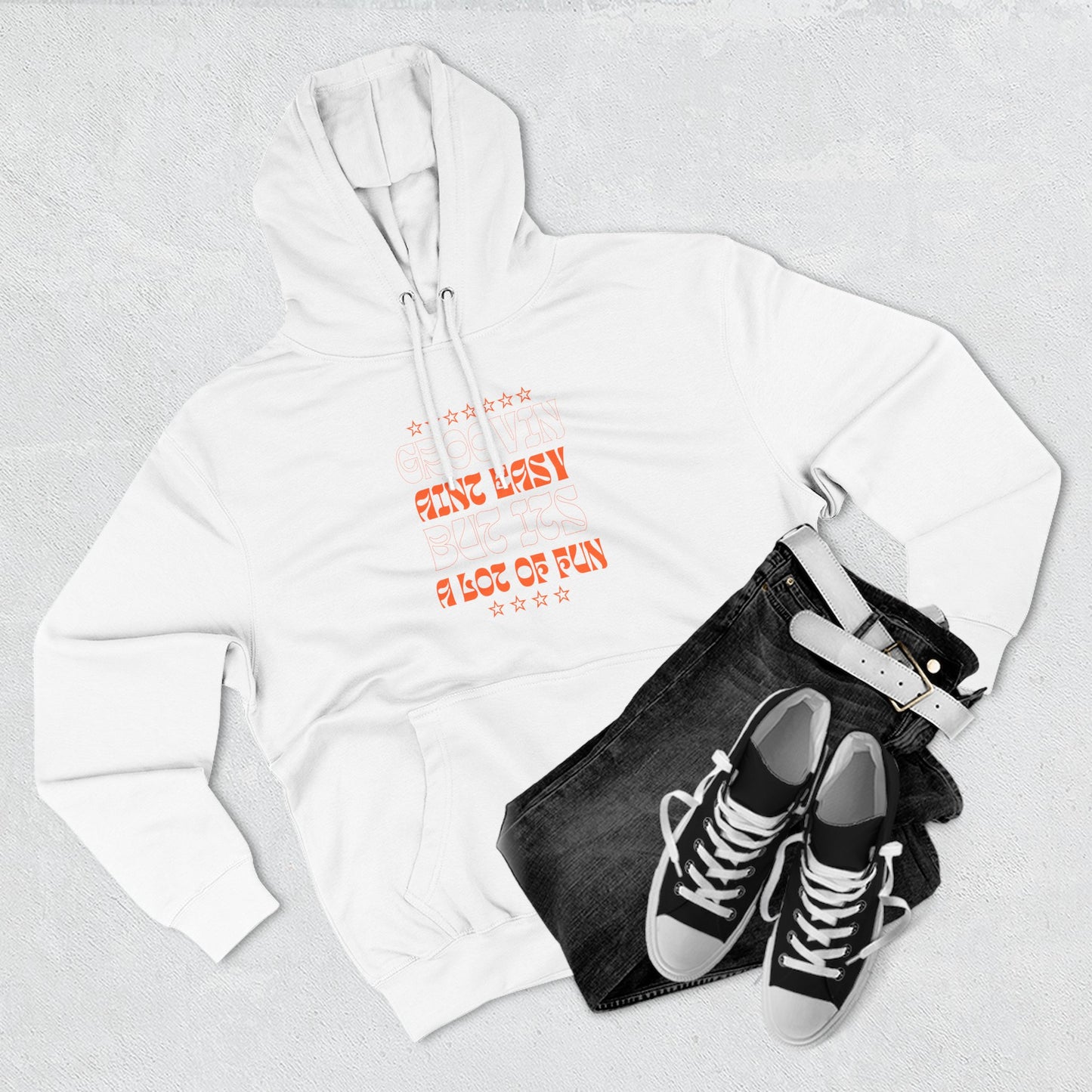 Hoodie - 'Gone Fishin' Text Graphic Cozy Fleece Pullover