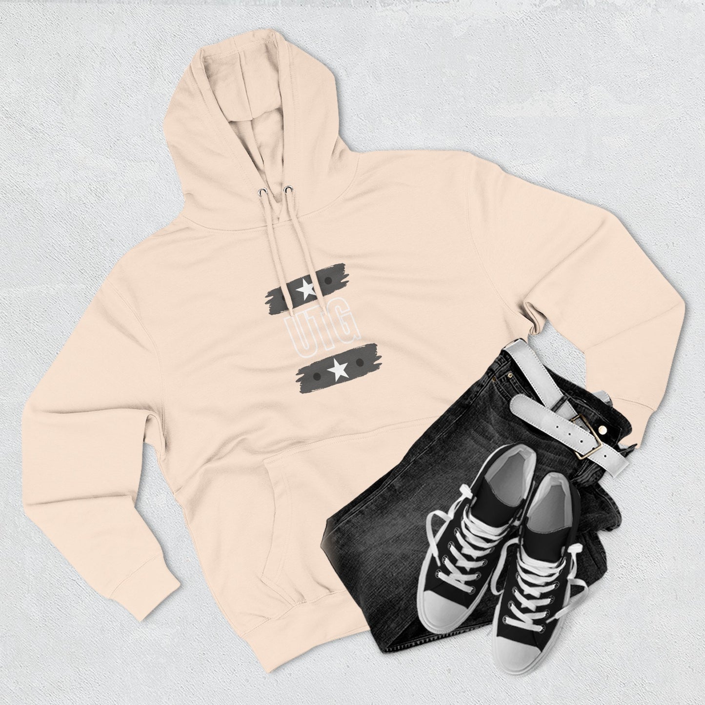 Copy of Heather Grey 'Roundel Star' Fleece Hoodie - Casual Unisex Pullover
