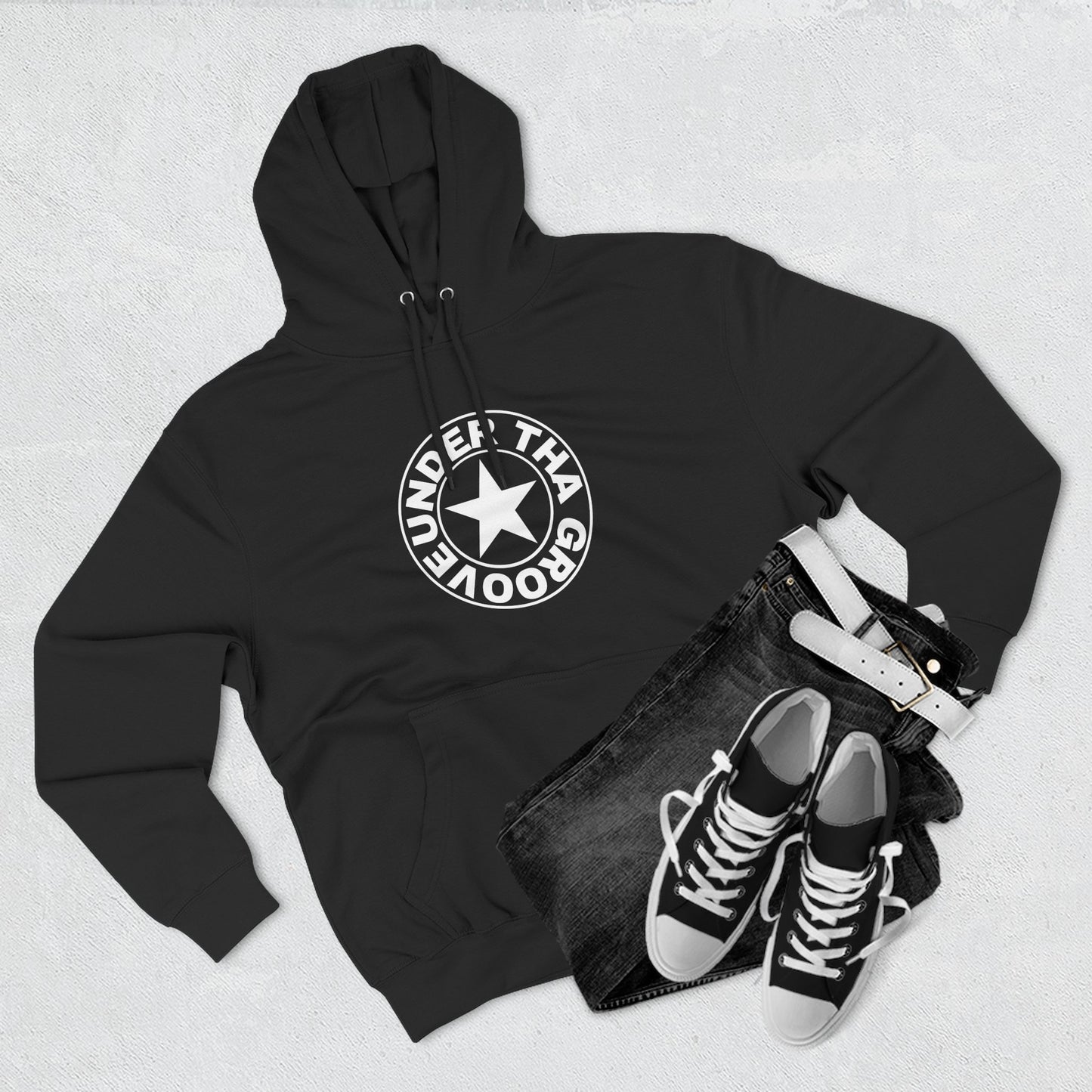 Heather Grey 'Roundel Star' Fleece Hoodie - Casual Unisex Pullover