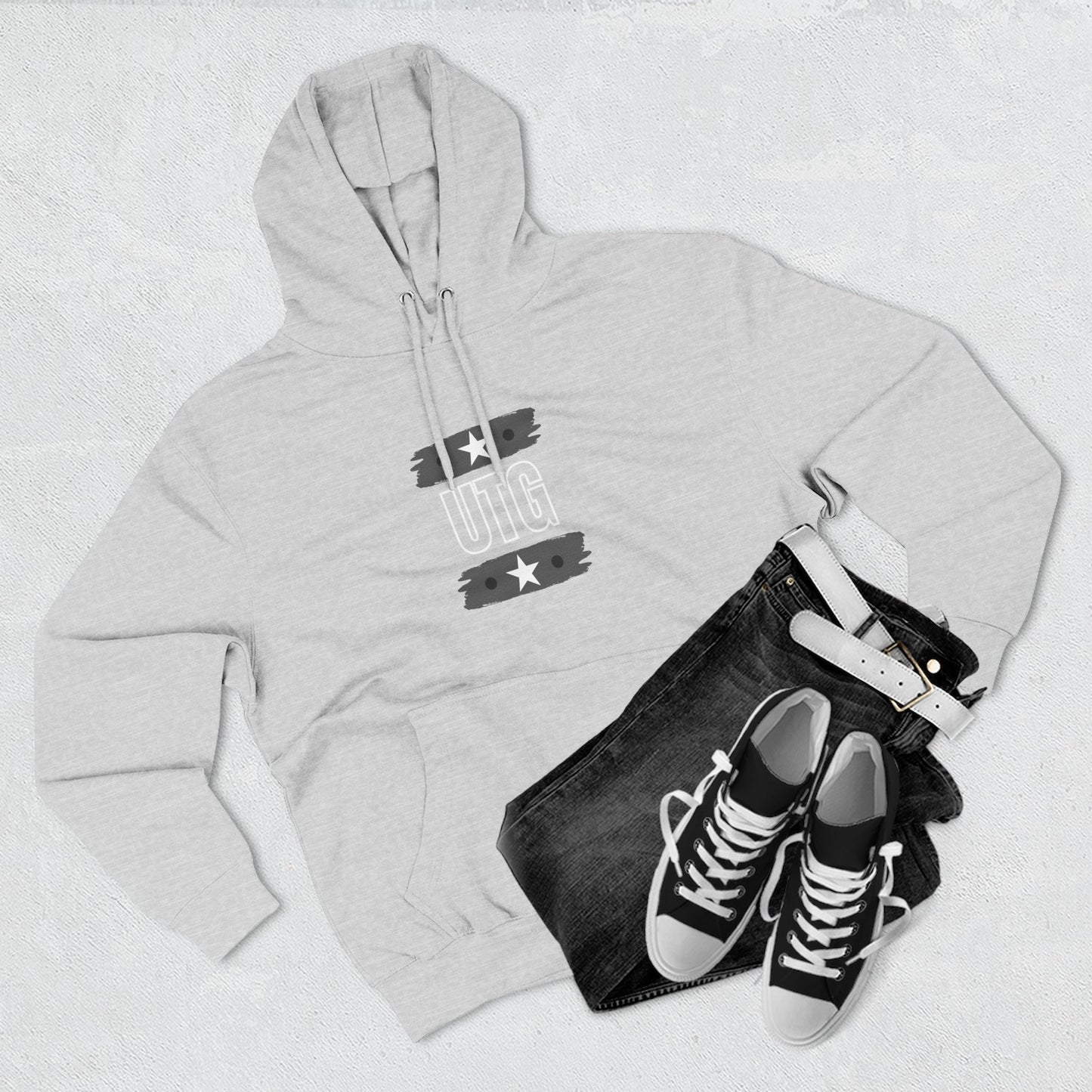Copy of Heather Grey 'Roundel Star' Fleece Hoodie - Casual Unisex Pullover