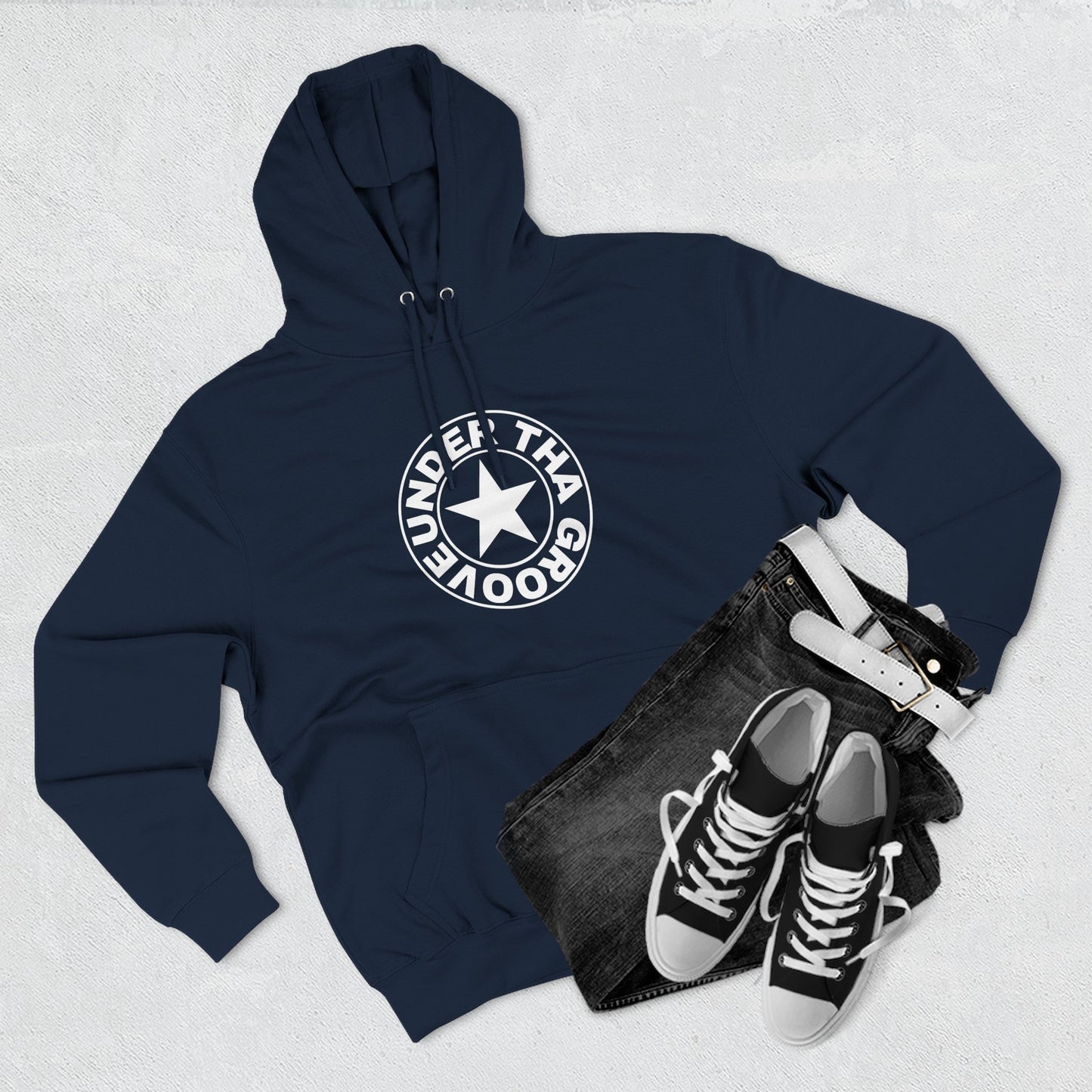 Heather Grey 'Roundel Star' Fleece Hoodie - Casual Unisex Pullover