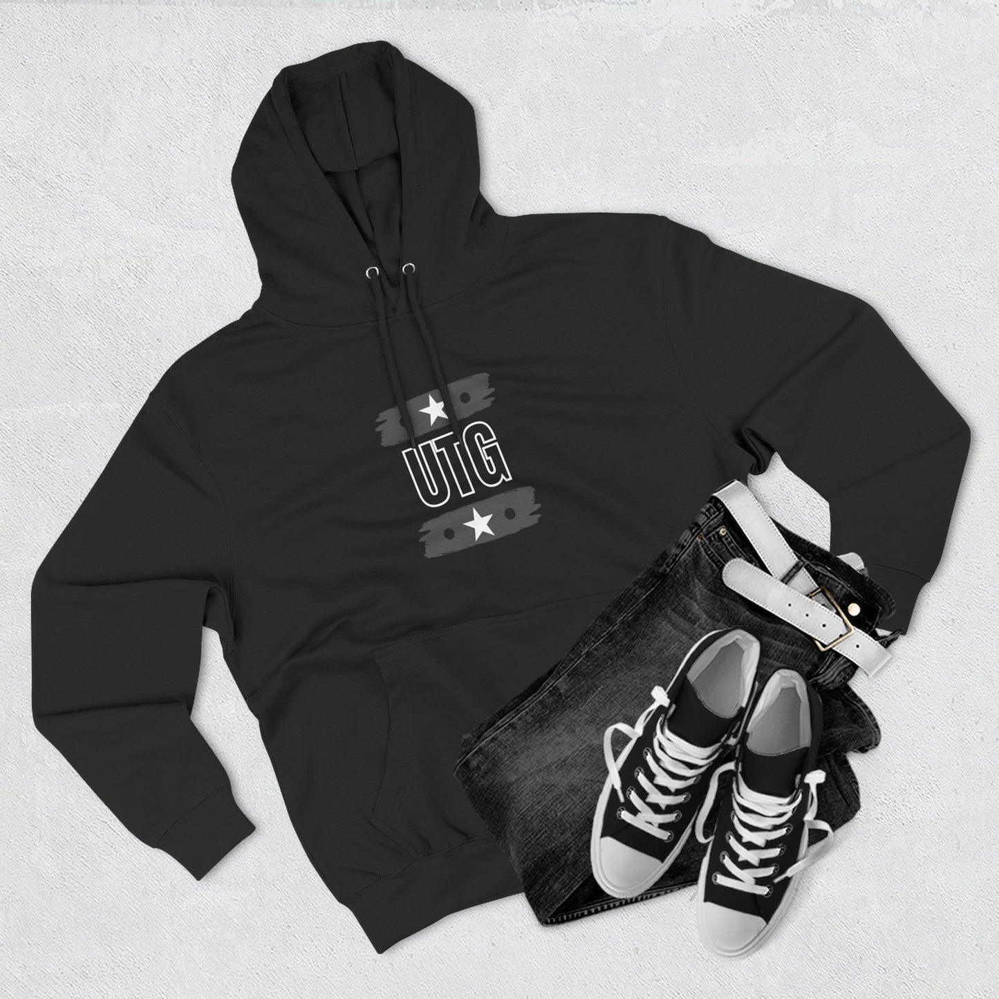 Copy of Heather Grey 'Roundel Star' Fleece Hoodie - Casual Unisex Pullover