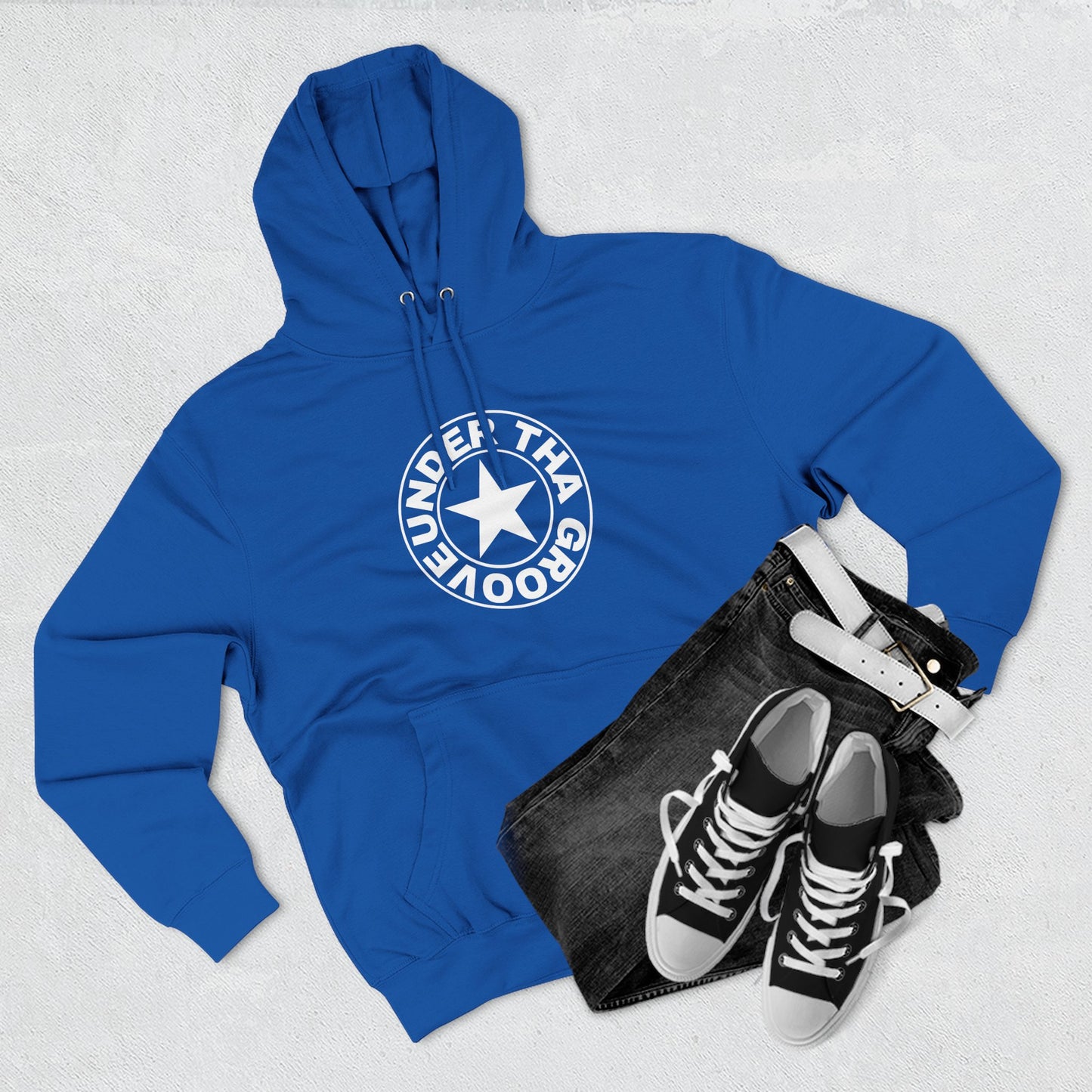 Heather Grey 'Roundel Star' Fleece Hoodie - Casual Unisex Pullover
