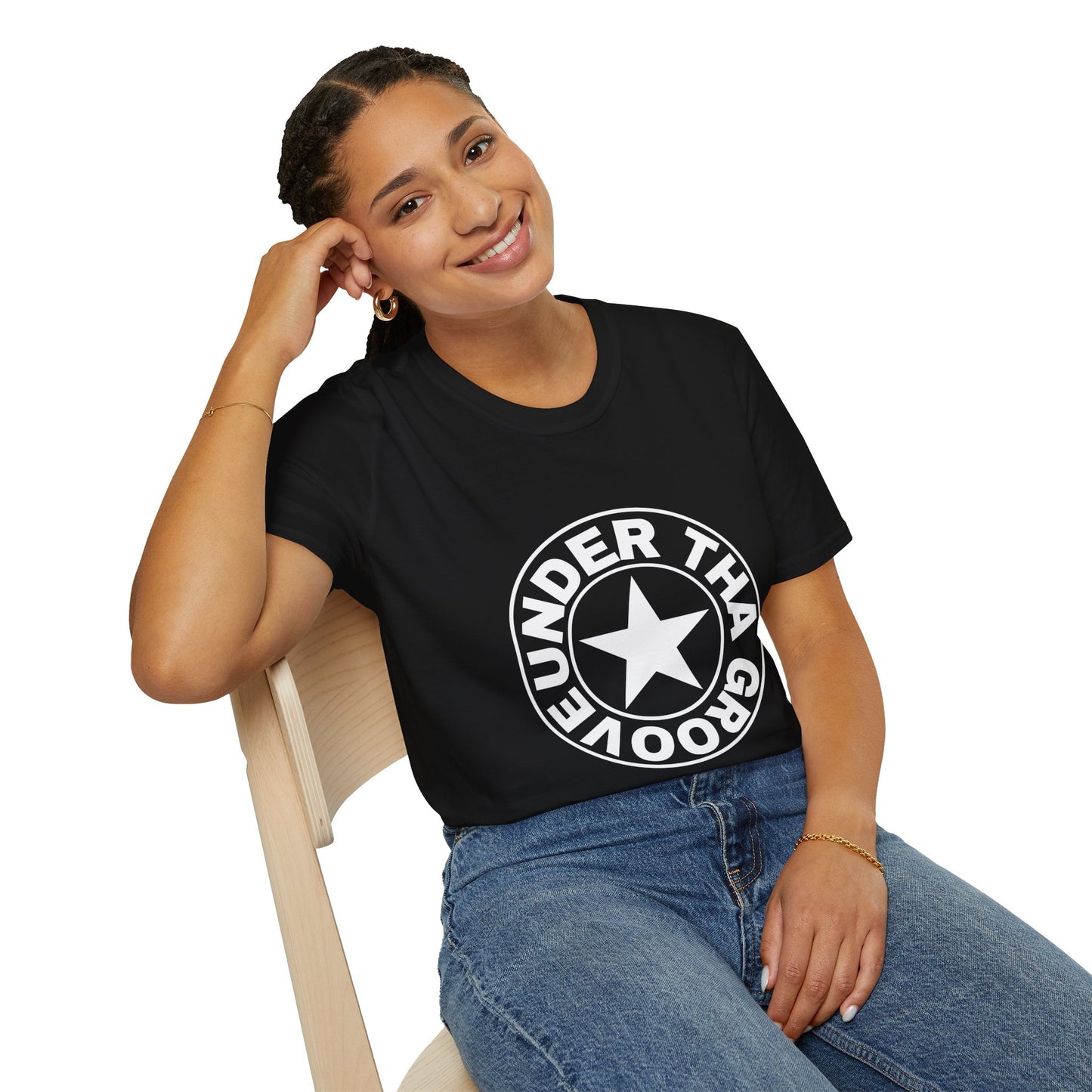 Groove Star T‑Shirt — "Under That Groove" Retro Circle Logo Tee